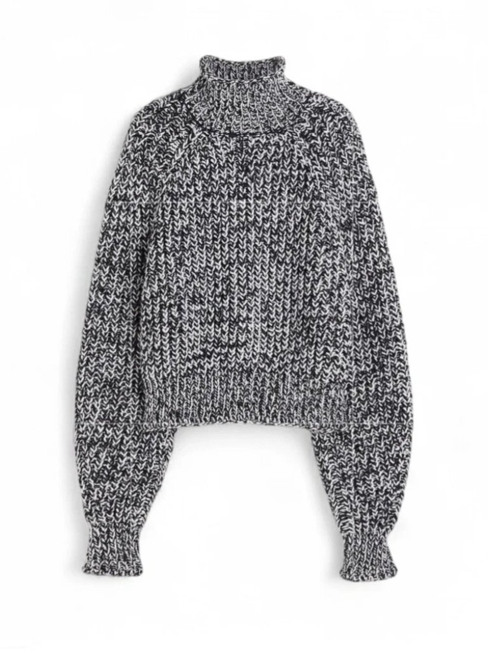 H&M Black and White Marled Turtleneck Sweater